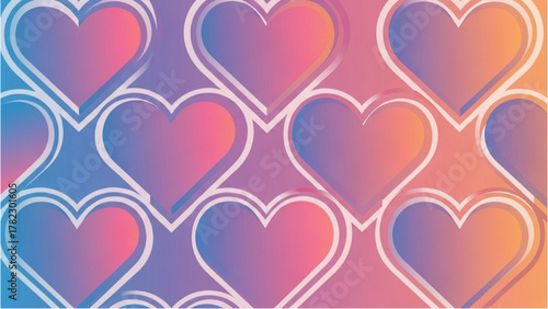 Abstract Heart Pattern with Gradient Colors and Outline Design