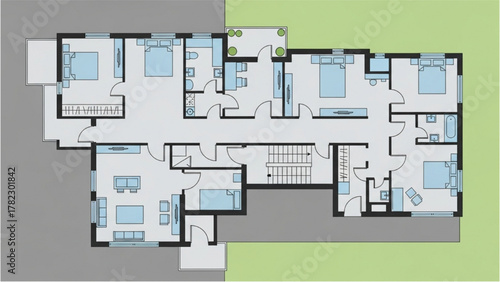 Detailed Architectural Floor Plan Illustrating a Modern Residential Building Layout for Spacious Living