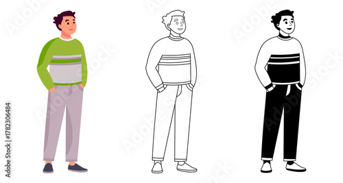 Fashionable young man isolated vector illustration