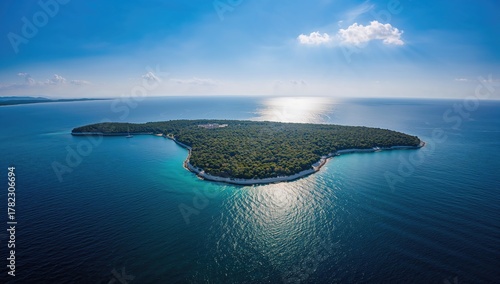 Fototapeta Naklejka Na Ścianę i Meble -  Aerial view of the Croatian coastline featuring the iconic Zlatni Rat, highlighting the risk of erosion
