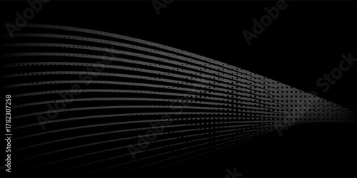 Black abstract background design. Modern wavy line pattern in monochrome colors. Premium stripe texture netural soft light lux grey glosy
