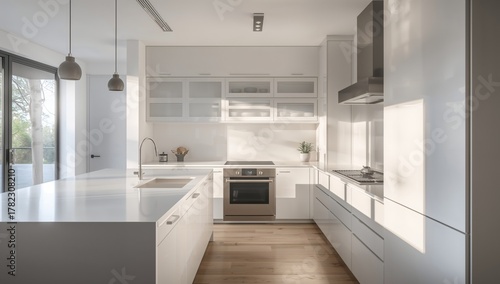 Wallpaper Mural Kitchen space with white counters and an oven, ideal for culinary creativity Torontodigital.ca