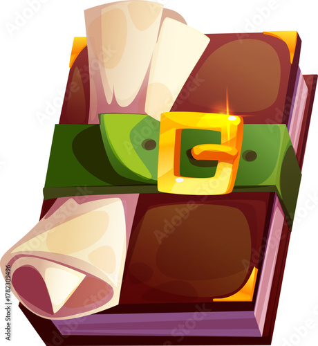 Spellbook with Paper Scroll