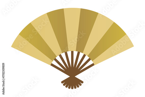 Elegant Gold Japanese Fan – Traditional Decorative Illustration