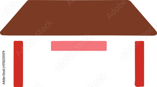 Simple artistic representation of a table with a drawer on a black background