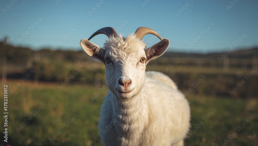 Fototapeta premium Goat grazing outdoors in Tasmania, showcasing natural behavior and farm life