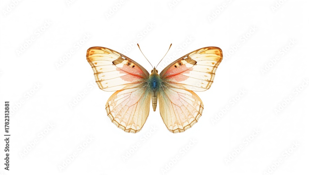 Obraz premium Butterfly on a White Background, symbol of transformation and renewal