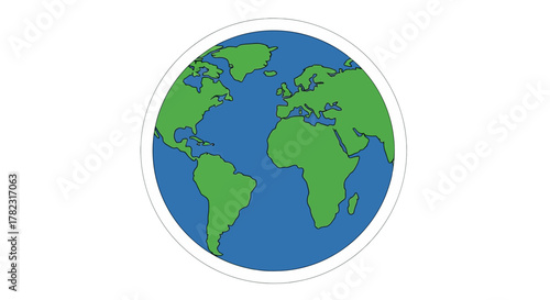 Stylized illustration of world globe showcasing continents and oceans for educational purposes and