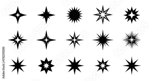 Seamless winter holiday pattern with black and white star and snowflake icons, perfect for Christmas vector illustration design and decoration