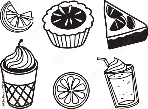 set of vector icons of different kinds of food and drinks