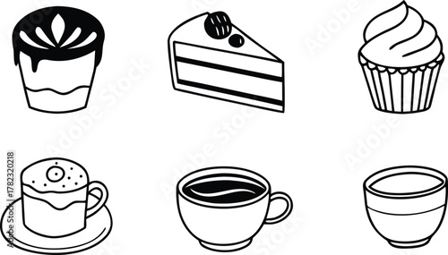 set of vector icons of different kinds of food and drinks