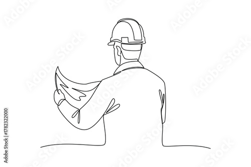 Simple continuous line drawing of all about architect activity. simple line, creativity designer. Vector, Designer.