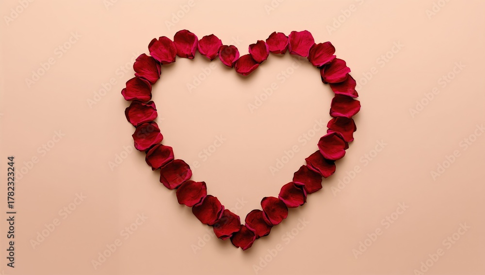 Obraz premium Heart-shaped arrangement of rose petals, ideal for romantic occasions