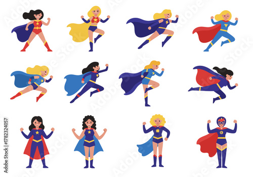 Empowered Women A Collection of Superwomen in Action Poses