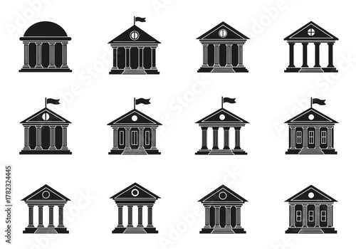 Collection of Isolated Buildings with Columns and Triangle Shapes