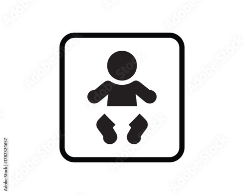 Baby with Diaper Icon Simple Symbol of Infant Care and Childhood silhouette icon vector