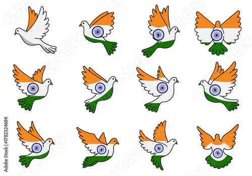 Peaceful India Doves Soaring with National Pride