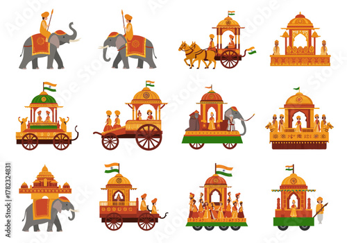 Vibrant Indian Republic Day Parade Float Illustrations
