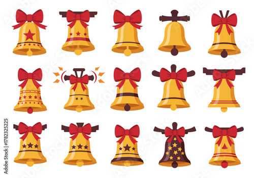 Festive Jingle Bells Holiday Season Vector Graphics Collection