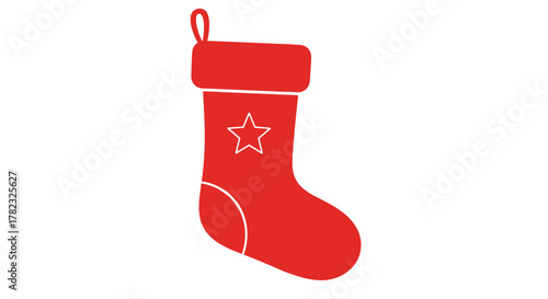 a simple red Christmas stocking with a star design, ideal for holiday decorations