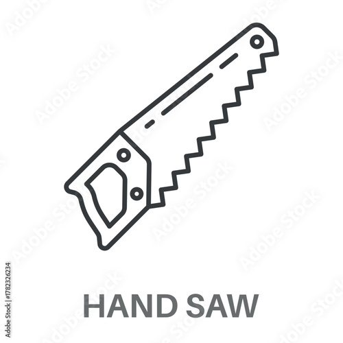 Hand Saw Simple Style Glyph Design Vector 