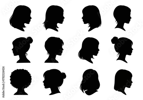 Silhouette Collection Diverse Profiles of Young Girls