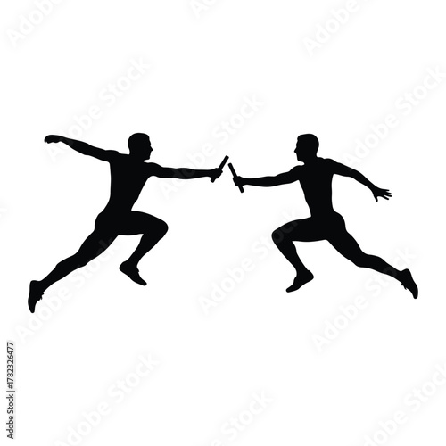 Relay Race Baton Pass Silhouette Keywords: running, race, sport, athletics, track and field