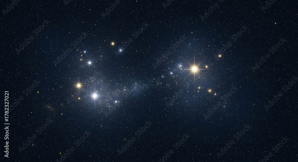 Fototapeta premium Distant Star Cluster Nebula with Glowing Stars in Deep Space