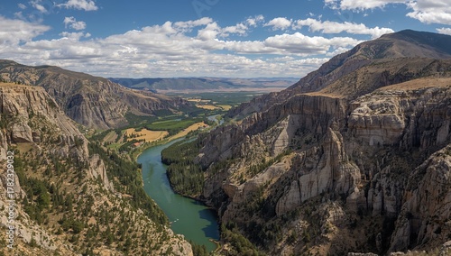 Fototapeta Naklejka Na Ścianę i Meble -  Imnaha Canyon and Farms nestled in the Wallowa-Whitman National Forest, showcasing seasonal change
