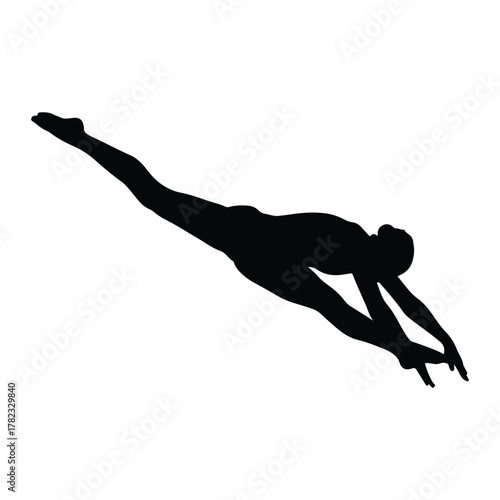 Silhouette of a diver in mid-air diving sport
