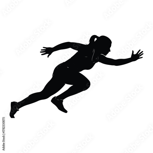 Silhouette of a female athlete sprinting woman running