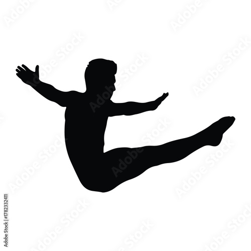 Silhouette of a male diver in mid-air pose diving athlete