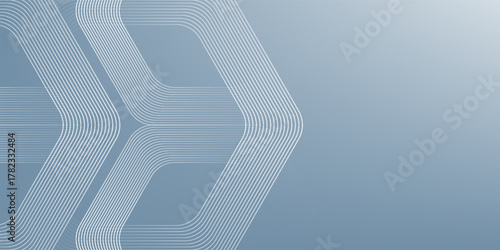 Abstract hexagon lines on gray background. Geometric stripe line art design for poster, brochure, cover, website, banner.
