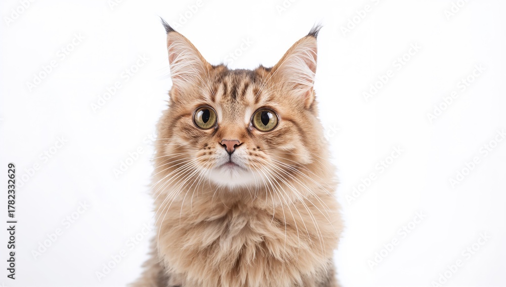 Obraz premium Adorable stray kitten on a white backdrop, emphasizing isolation