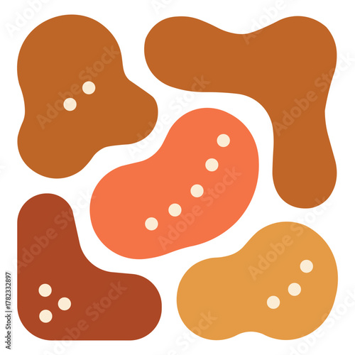 Abstract organic shapes background: Modern earth tone fluid blobs and dots