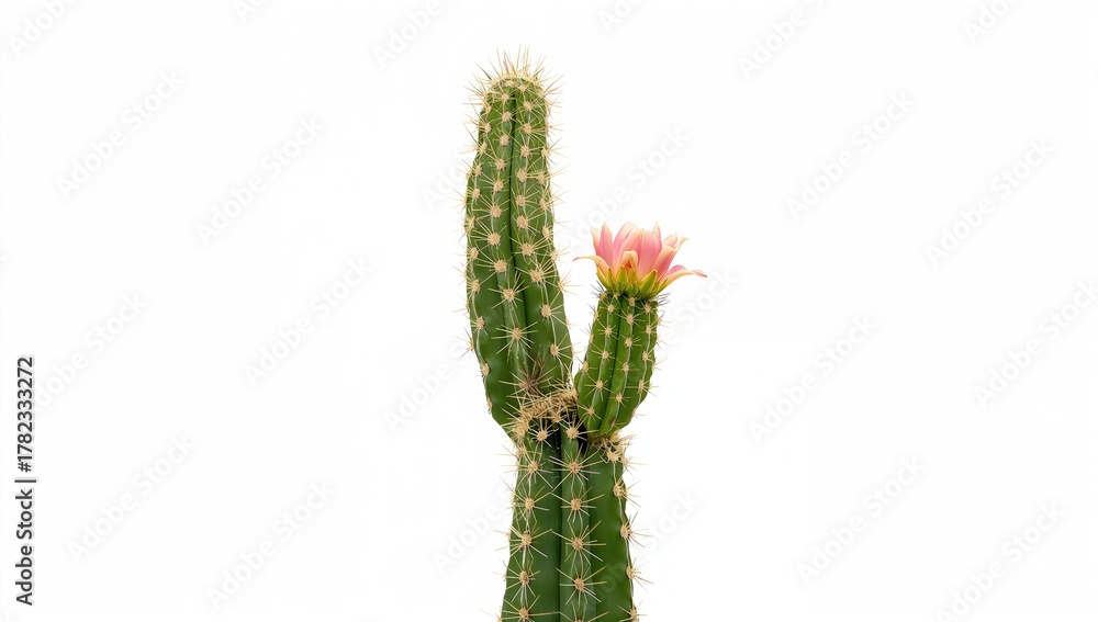 Naklejka premium Cactus against a plain backdrop, suitable for editorial header background