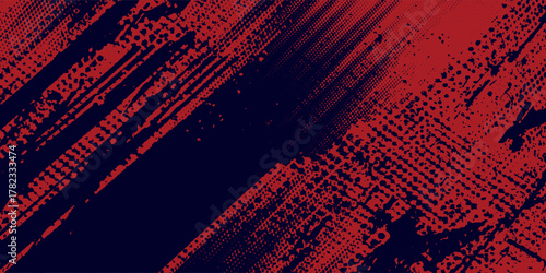 Halftone dots red and blue color pattern gradient grunge texture background. Dot pop art comic sport style vector illustration. grunge vector dots
