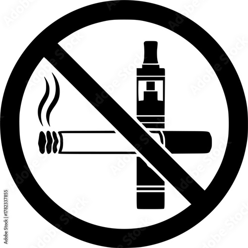 No smoking including electronic cigarettes sign set. vector illustration