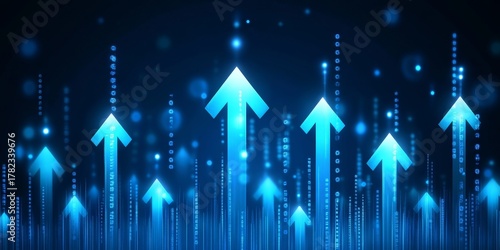 Futuristic Background with Digital Arrows Symbolizing Technology, Growth, and Progression Concepts