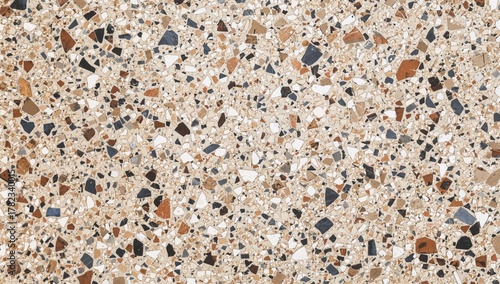 Terrazzo surface featuring intricate mosaic patterns, ideal for editorial backgrounds