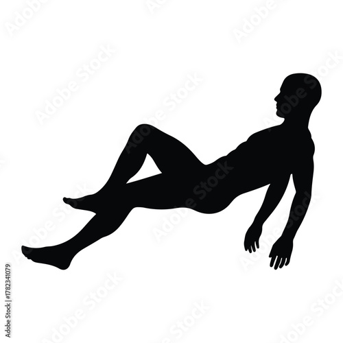 Silhouette of a man reclining on a white background