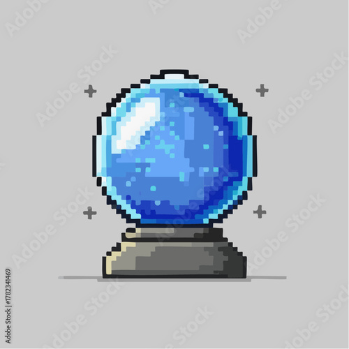 Pixel Blue Crystal Ball Illustration