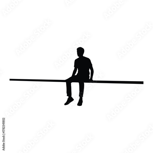 Silhouette of a man sitting on a horizontal bar male