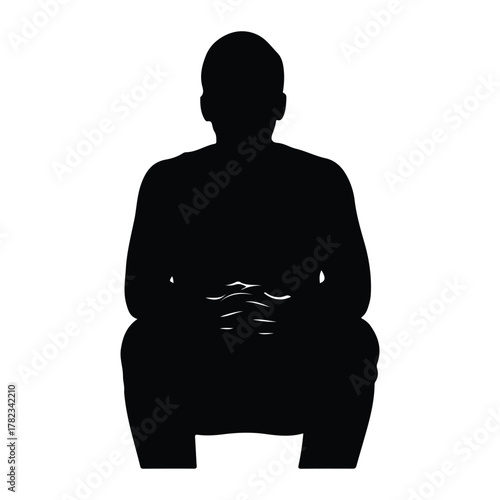 Silhouette of a man sitting with hands clasped male