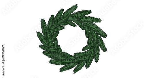 a beautiful green wreath made of evergreen branches, perfect for Christmas decorations
