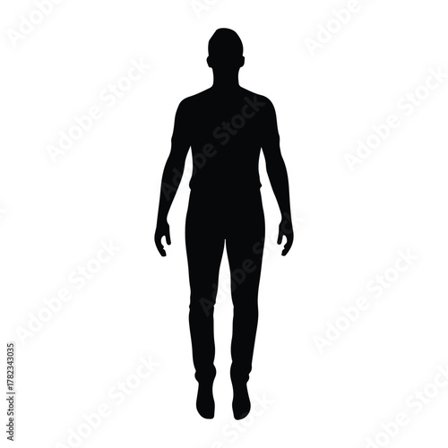 Silhouette of a man standing with arms at his sides Keywords: silhouette, man, standing, full