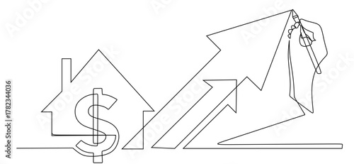 Hand drawing a rising graph with upward trends showing business growth and positive cash flow