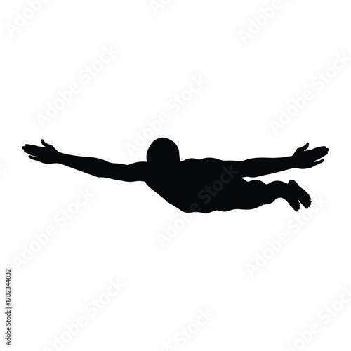 Silhouette of a man swimming the butterfly stroke swimmer