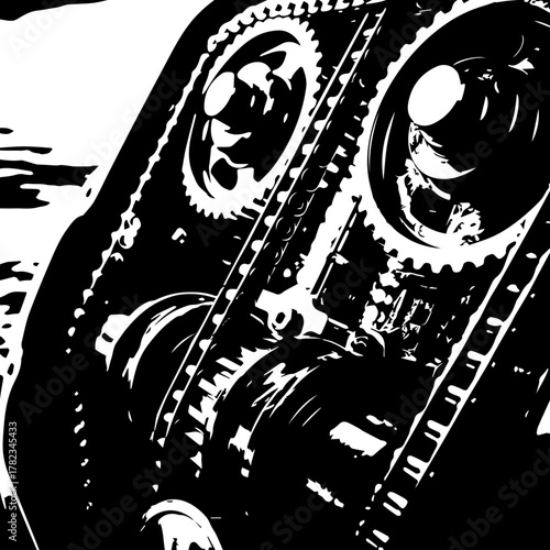 Close-up of Vintage Reel-to-Reel Tape Recorder.