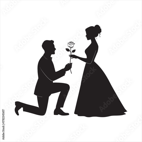 silhouette of bride and groom